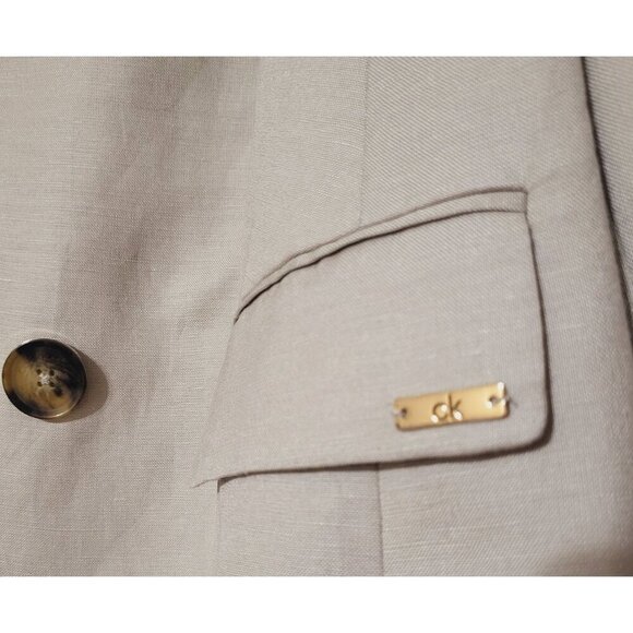 Calvin Klein Womens Linen-Blend Blazer Open Front Tan Size 22W- Business Casual - Picture 7 of 10